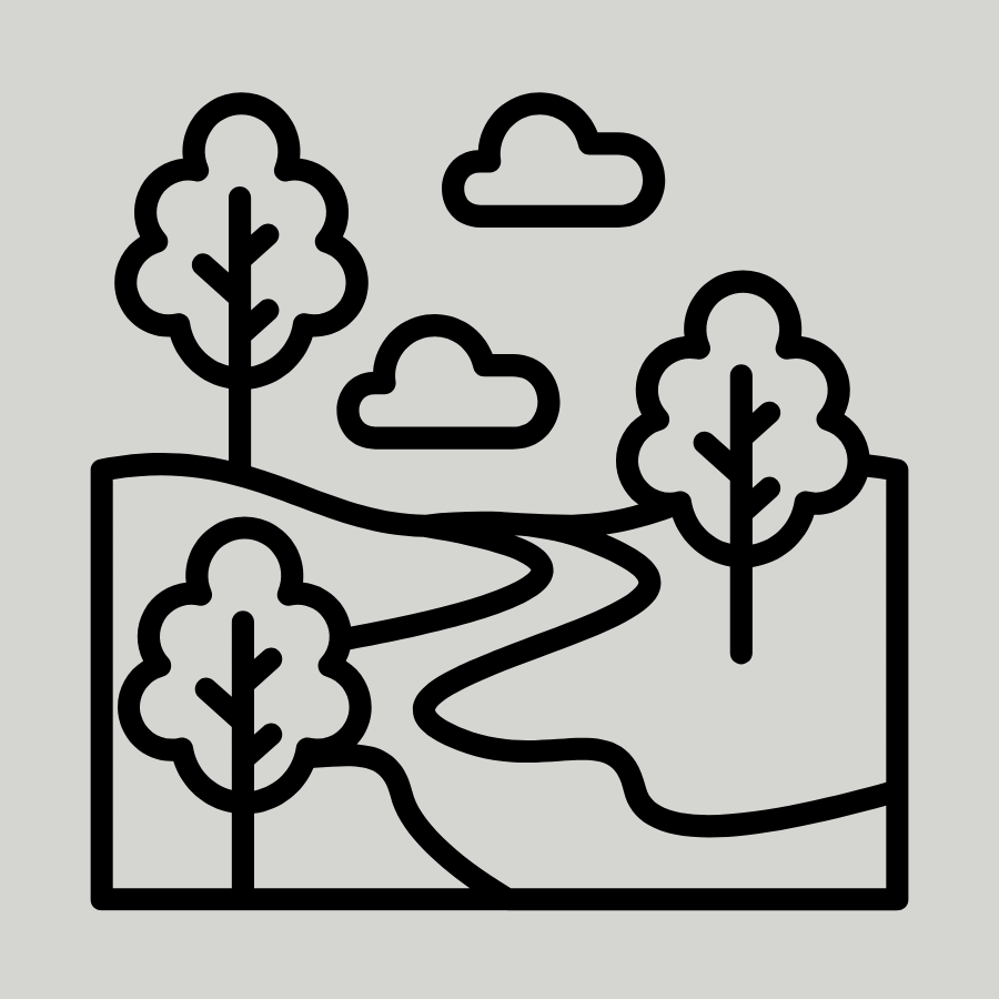 river running through land and trees