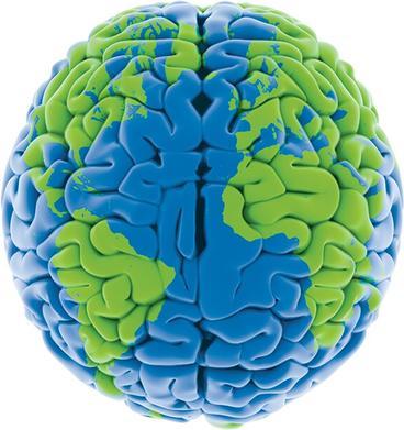 image of brain with globe superimposed
