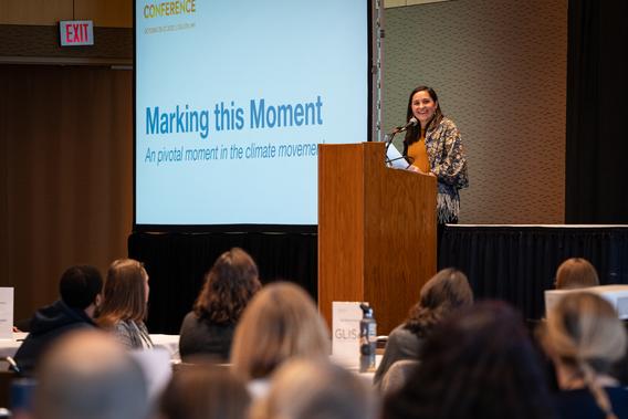 MCAP Director Heidi Roop welcomes conference attendees with a presentation titled "Marking this Moment"