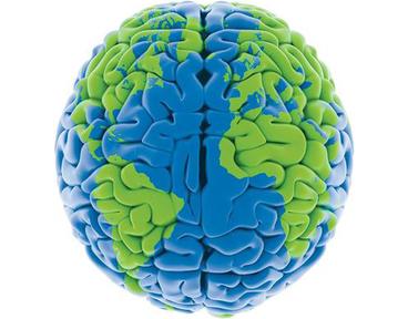 Brain with globe superimposed on it