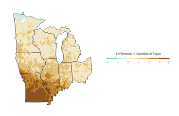 Map of consecutive dry days in the Midwest